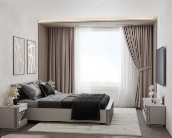 Спальный гарнитур Фантазия модульный, кашемир (Олмеко) в Ревде - revda.mebel-e96.ru