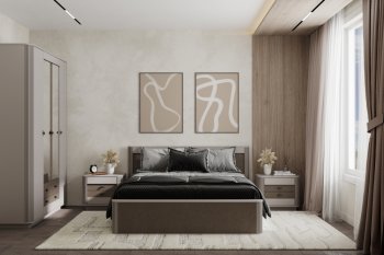 Спальный гарнитур Фантазия модульный, кашемир (Олмеко) в Ревде - revda.mebel-e96.ru