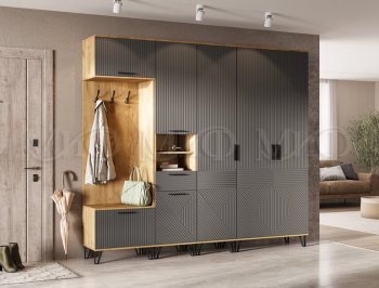 Прихожая Флэш крафт/графит модульная (Миф) в Ревде - revda.mebel-e96.ru