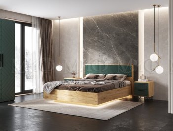 Спальный гарнитур Флэш крафт/грин, модульный (Миф) в Ревде - revda.mebel-e96.ru