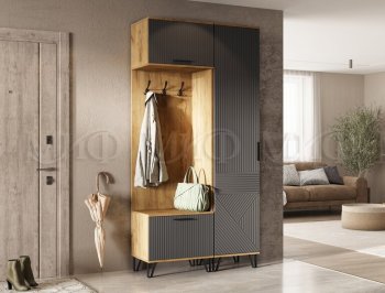 Прихожая Флэш крафт/графит модульная (Миф) в Ревде - revda.mebel-e96.ru