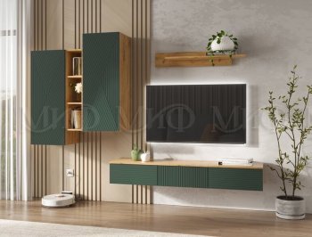 Стенка Флэш комп.2 крафт/грин (Миф) в Ревде - revda.mebel-e96.ru