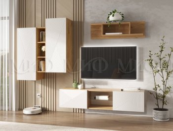 Стенка Флэш крафт/белый (Миф) в Ревде - revda.mebel-e96.ru
