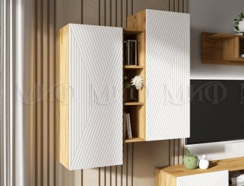 Стенка Флэш крафт/белый (Миф) в Ревде - revda.mebel-e96.ru