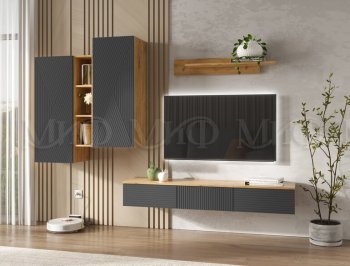Стенка Флэш комп.2 крафт/графит (Миф) в Ревде - revda.mebel-e96.ru