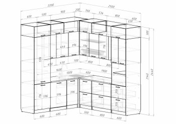 Кухонный гарнитур Глория гранд прайм 2200х2500 мм (Герда) в Ревде - revda.mebel-e96.ru