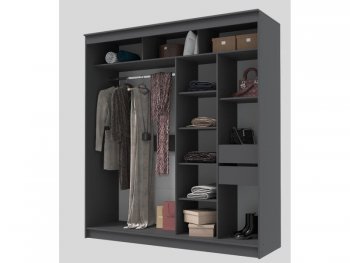 Шкаф-купе 2000 мм Гранд-1 ЛДСП/Зеркало, графит (Эра) в Ревде - revda.mebel-e96.ru