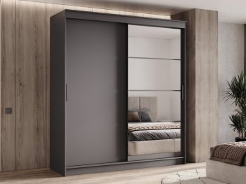 Шкаф-купе 2000 мм Гранд-1 ЛДСП/Зеркало, графит (Эра) в Ревде - revda.mebel-e96.ru