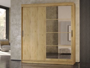 Шкаф-купе 2000 мм Гранд-1 ЛДСП/Зеркало, дуб вотан (Эра) в Ревде - revda.mebel-e96.ru