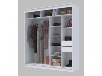 Шкаф-купе 2000 мм Гранд-1 ЛДСП/Зеркало, Белый (Эра) в Ревде - revda.mebel-e96.ru