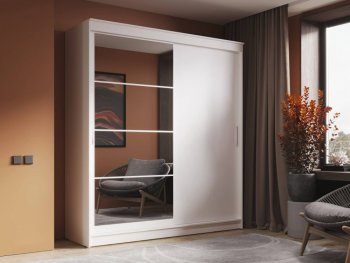 Шкаф-купе 2000 мм Гранд-1 ЛДСП/Зеркало, Белый (Эра) в Ревде - revda.mebel-e96.ru