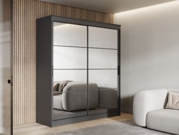 Шкаф-купе 2000 мм Гранд-1 зеркало/зеркало, графит (Эра) в Ревде - revda.mebel-e96.ru