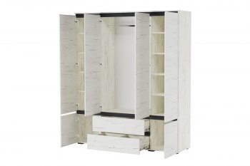 Шкаф 1800 мм 6С2Я с 2мя зерк. Гретта крафт белый (Памир) в Ревде - revda.mebel-e96.ru