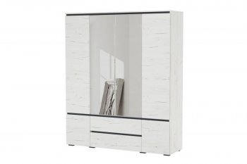 Шкаф 1800 мм 6С2Я с 2мя зерк. Гретта крафт белый (Памир) в Ревде - revda.mebel-e96.ru