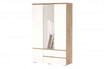 Шкаф 1300 мм 4С2Я с 1 зерк. Гретта крафт золотой (Памир) в Ревде - revda.mebel-e96.ru