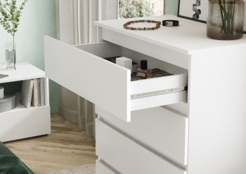 Комод Хелен КМ 02 802 4 ящика белый (СтендМ) в Ревде - revda.mebel-e96.ru