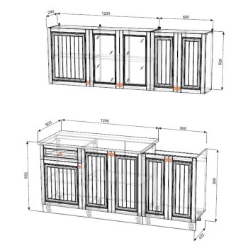 Кухонный гарнитур Хозяюшка 1800 Акация/Деним (Эра) в Ревде - revda.mebel-e96.ru
