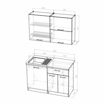 Кухонный гарнитур Инна лайт 1200 мм (Герда) в Ревде - revda.mebel-e96.ru