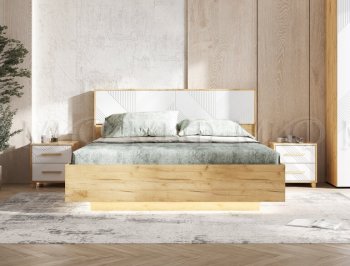 Кровать парящая Ирис крафт/белый с подсветкой (Миф) в Ревде - revda.mebel-e96.ru