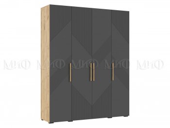 Шкаф 1800 мм Ирис с антресолью крафт/графит (Миф) в Ревде - revda.mebel-e96.ru