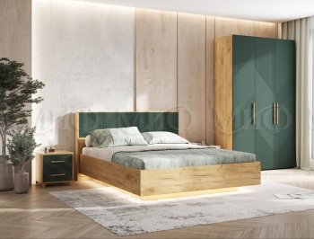 Спальный гарнитур Ирис крафт/грин, модульный (Миф) в Ревде - revda.mebel-e96.ru
