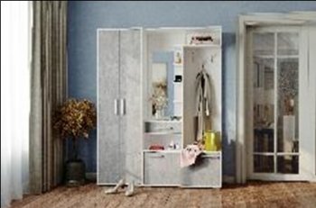 Прихожая Канзас+шкаф цемент св. (ВНК) в Ревде - revda.mebel-e96.ru