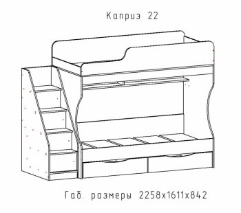 Кровать двухъярусная Каприз-22 (АстридМ) в Ревде - revda.mebel-e96.ru