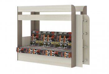 Кровать 2-х ярусная с диваном Карамель 75 шимо (Музыка) в Ревде - revda.mebel-e96.ru