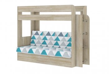 Кровать 2-х ярусная с диваном Карамель 75 сонома (NILS MINT) в Ревде - revda.mebel-e96.ru