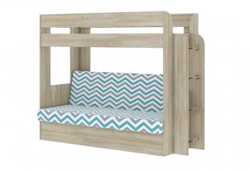 Кровать 2-х ярусная с диваном Карамель 75 сонома (WILLY MINT) в Ревде - revda.mebel-e96.ru