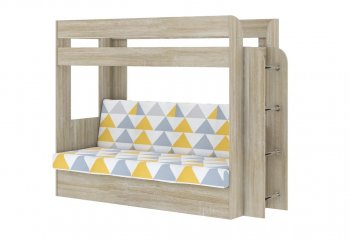 Кровать 2-х ярусная с диваном Карамель 75 сонома (Otto Yellow) в Ревде - revda.mebel-e96.ru