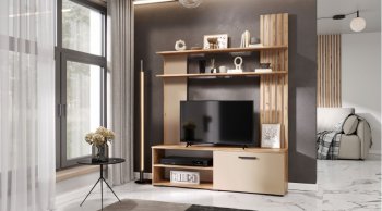 Стенка Каролина Дуб Вотан/Кашемир (Лин) в Ревде - revda.mebel-e96.ru