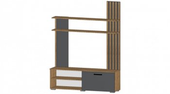 Стенка Каролина Дуб Вотан/Графит (Лин) в Ревде - revda.mebel-e96.ru