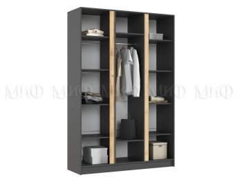 Шкаф 1500 мм 3-х створчатый Келвин графит  (Миф) в Ревде - revda.mebel-e96.ru
