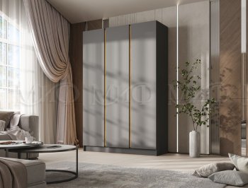 Шкаф 1500 мм 3-х створчатый Келвин графит  (Миф) в Ревде - revda.mebel-e96.ru