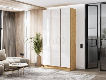 Шкаф 1200 мм 3-х ств. Келвин крафт золотой/белый (Миф) в Ревде - revda.mebel-e96.ru