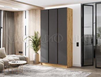 Шкаф 1200 мм 3-х ств. Келвин дуб золотой/графит (Миф) в Ревде - revda.mebel-e96.ru
