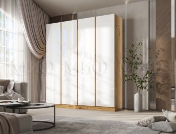 Шкаф 2000 мм 4-х ств. Келвин крафт золотой/белый (Миф) в Ревде - revda.mebel-e96.ru