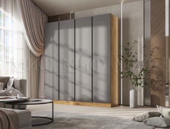 Шкаф 2000 мм 4-х ств. Келвин дуб золотой/графит (Миф) в Ревде - revda.mebel-e96.ru