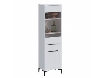 Пенал 550 мм со стеклом Кимберли белый (Handis) в Ревде - revda.mebel-e96.ru