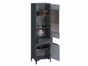 Пенал 550 мм со стеклом Кимберли графит (Handis) в Ревде - revda.mebel-e96.ru