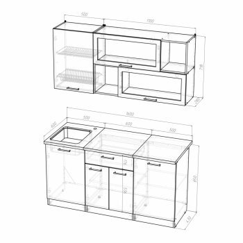 Кухонный гарнитур Кира стандарт 1600 мм (Герда) в Ревде - revda.mebel-e96.ru