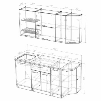 Кухонный гарнитур Кира демо 1700 мм (Герда) в Ревде - revda.mebel-e96.ru