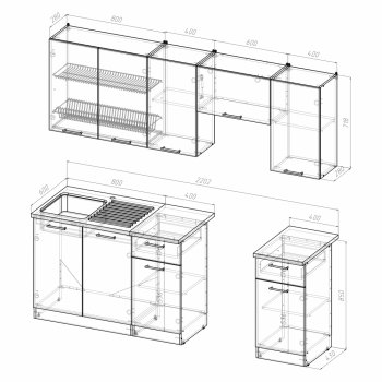 Кухонный гарнитур Кира компакт 2200 мм (Герда) в Ревде - revda.mebel-e96.ru