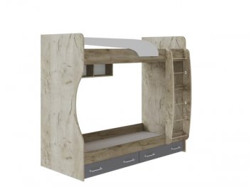 Кровать двухъярусная Колибри Лофт крафт серый (Текс) в Ревде - revda.mebel-e96.ru