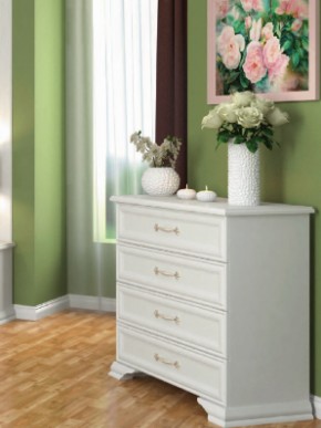 Комод 4 ящ  ГРАЦИЯ (лак) Белый / Белый (БМ) в Ревде - revda.mebel-e96.ru