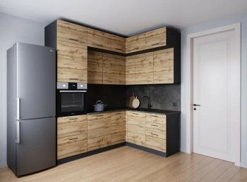 Кухонный гарнитур угловой Крафт 2200*1700 мм (Санвут) в Ревде - revda.mebel-e96.ru