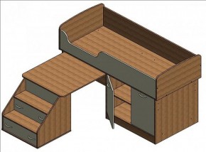 Кровать-чердак Дюймовочка-2 Дуб молочный/оранжевый в Ревде - revda.mebel-e96.ru