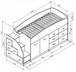 Кровать-чердак Дюймовочка-4  Дуб молочный/Оранжевый в Ревде - revda.mebel-e96.ru