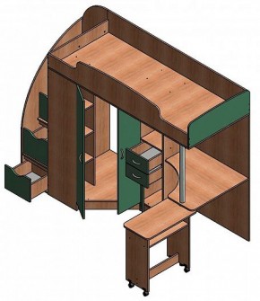 Кровать-чердак Теремок-1 Гранд  Дуб молочный/Голубой в Ревде - revda.mebel-e96.ru